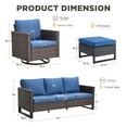 thumbnail image 7 of Unnifurnzi Wicker Patio Furniture Set-5 Pieces Patio Conversation Sets with Outdoor Swivel Rocker Chairs 3-Seat Sofa and Ottoman Small Porch Furniture for Deck Balcony Garden-Brown/Blue, 7 of 7