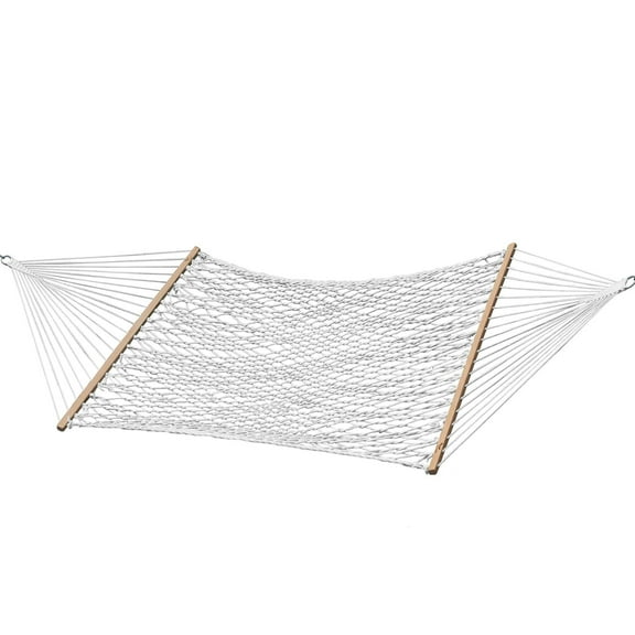Vivere Double Polyester Rope Spreader Bar Hammock - White