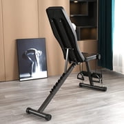 Weight Bench Adjustable, Press Bench with Resistant Band, Foldable, Full Body All-in-One, Multi-Purpose Incline/Decline for Exercise home/office/gym (White/Black)…