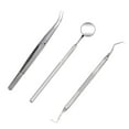 thumbnail image 1 of FELTECHELECTR Kit de higiene dental profesional de 3 piezas: raspador de sarro, palillo de dientes y espejo bucal (plateado), 1 of 7