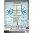 thumbnail image 2 of Enjoy Summer Sheer Curtains 72 Inch Long 2 Panels, Coastal Watercolor Blue Sea Starfish Teal White Light Filtering Rod Pocket Curtains, Sheer Voile Drapes for Living Room Bedroom, 52"x72", 2 of 8