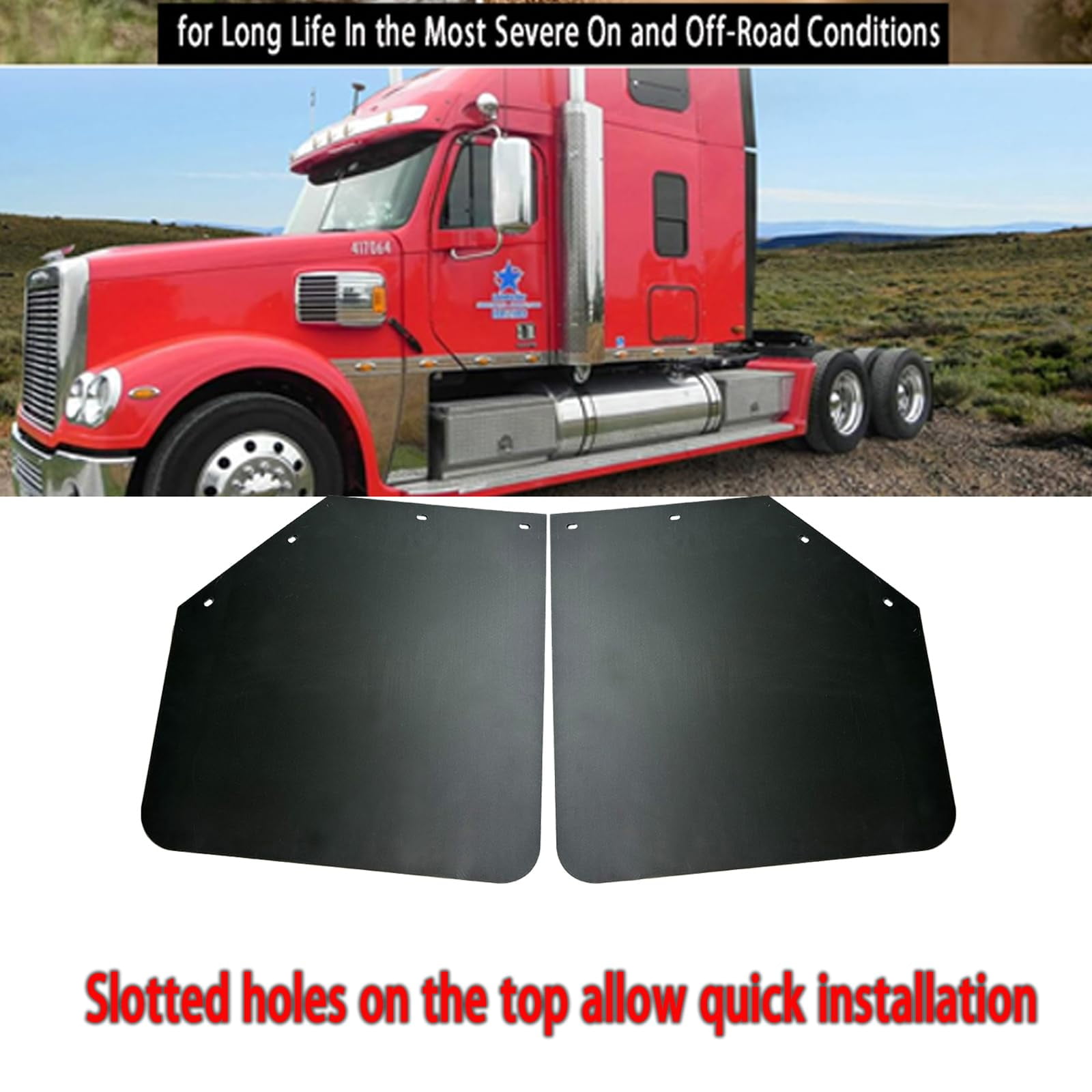 BST BSSP 2pcs New Universal Mud Flap Heavy Duty Polymer Angled Fit for Semi-Truck Splash Guard Mudflap 24 * 24" Black Semi Truck Tractors Trailer Mudguards