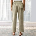 thumbnail image 5 of BADHUB Womens Linen Pants 2025 Cutout Side Summer Casual Beach Drawstring Elastic Waist Trousers Beige XXXL, 5 of 9