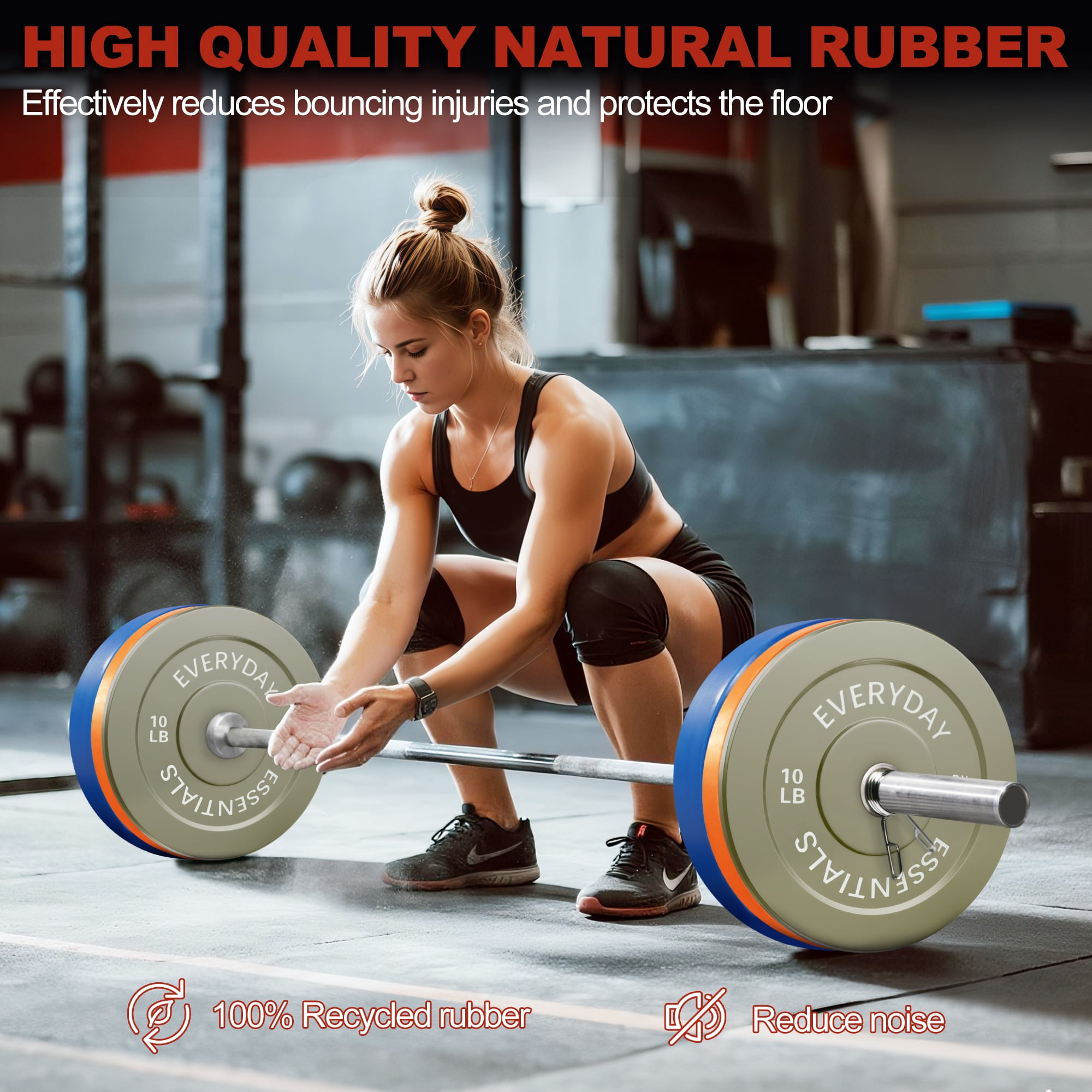 FlexWave Bumper Plates Set with 7FT Olympic Barbell, 260 lb Plates, 2-Inch, Color