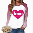 thumbnail image 6 of HCNTES Womens Girls Valentines Long Sleeve Love Heart Print T-Shirt Top Spring Casual Fashion Round Neck Sweatshirt Pullover Comfortable Leisure Wear(A-Hot Pink,M), 6 of 9