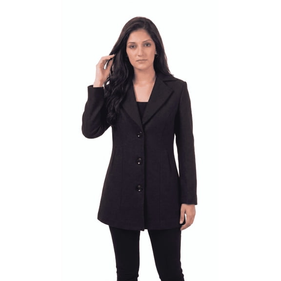 Luvyduvy Women's Notch Lapel Button Tweed Pea Coat Jacket