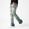thumbnail image 4 of Loose Fit Jeans for Men Stretch Stacked Ripped Patch Denim Pants Streetwear Solid Color Trousers Fall Outdoor Hiking Pants with Pocket, 4 of 6