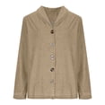 thumbnail image 5 of Women's Denim Button Down Collar Shirt Tops Blouses Tunics for Casual Daily Wear Work Office Vacation Outfits Fashion Essential Gift for Ladies | Sopatenor,Khaki XL, 5 of 9