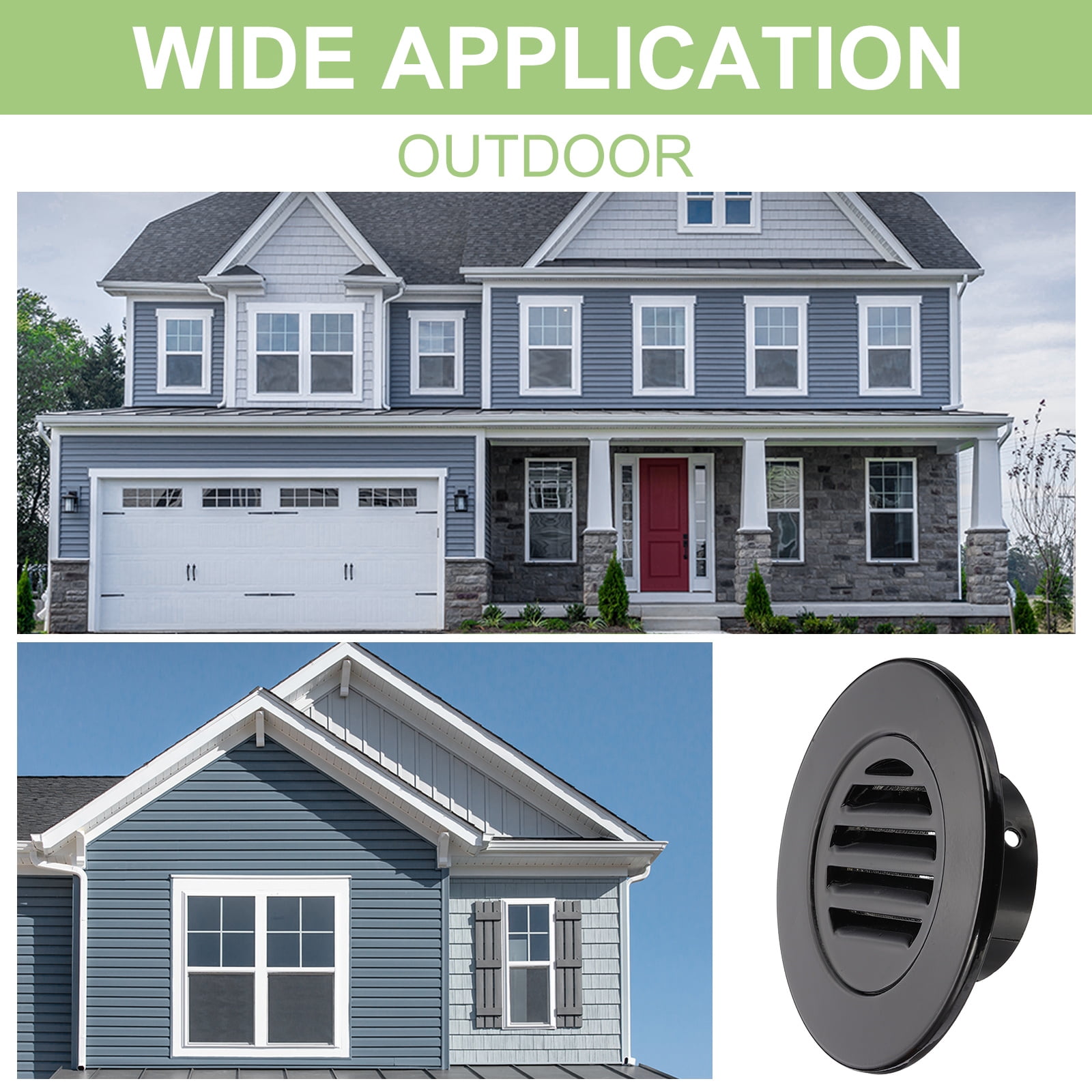 Round Soffit Vent, Aluminum Alloy Wall Vent Grille Cover for Exhaust Black 3 Inch