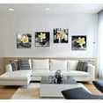 thumbnail image 2 of -Black and White Wall Art Yellow Gray Bathroom Decorations Stone Zen Canvas Prints Spa Paintings Frangipani Flowers Pictures Meditation Artwork for Bedroom Kitchen Living Room Decor Framed, 2 of 6