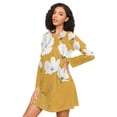 thumbnail image 3 of FORMRS Womens Long Sleeve Nightgowns Crew Neck Sleep Shirt Soft Pajamas Sizes S-3XL, White Flowers, 3 of 8