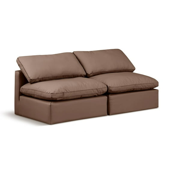 Meridian Furniture Indulge 70" Vegan Leather Modular Sofa in Brown