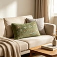thumbnail image 6 of Rustic Wildflower Embroidered Lumbar Pillow Cover, Fuzzy Yarn Vintage Floral Rectangular Cushion Case for Sofa Bed Bench Chair and Farmhouse Home Decor, 6 of 6