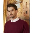 thumbnail image 6 of Kallspin Men’s Wool Blend Crew Neck Cable-Knit Pullover Sweaters (Burgundy, Medium), 6 of 8