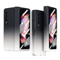 Gradient Colorful Case for Samsung Galaxy Z Fold 4 5G 2022, Allytech Hinge Heavy Duty Protection Hard PC Cover with Screen Protector for Galaxy Z Fold4 2022, Black   White