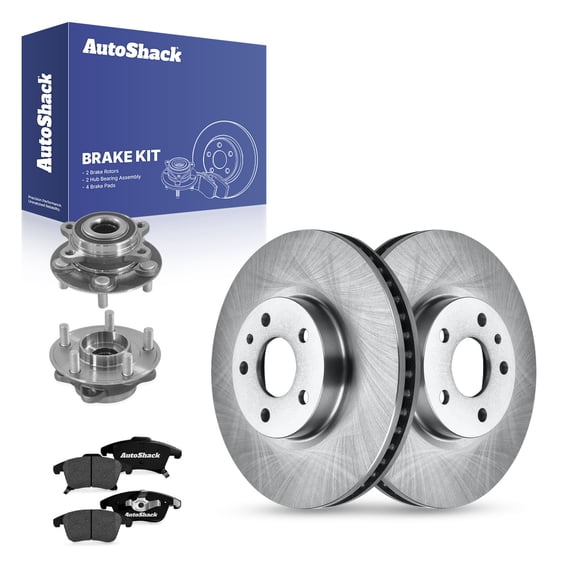 AutoShack Front Vented Brake Rotors   Ceramic Pads   Hub Bearing Assembly 8-PC Brake Kit Replacement for 2013-2020 Ford Fusion 2013-2016 Lincoln MKZ 12.44" (316 mm)
