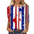 thumbnail image 2 of Conairie 4th of July Shirt Women Loose Crew Neck 3/4 Sleeve Patriotic T Shirts With American Falg Print Basic Work Tee Vacation Clothes Red XXXXL, 2 of 7