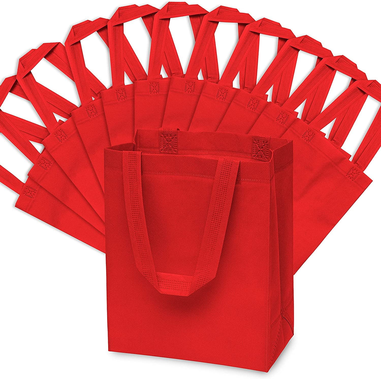 Zenpac Red Small Fabric TakeOut Bags with Handles for Merchandise 12 Pack 8x4x10