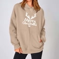 thumbnail image 2 of 2024 Christmas Baggy Hoodies Ladies Letter Print Graphic Sweatshirt with 2 Pockets Casual Pullover Tops Loose (Medium, Khaki), 2 of 6