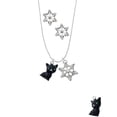 thumbnail image 2 of Delight Jewelry Resin Black Cat Silver tone Snowflake Charm Necklace and Stud Earrings, 2 of 4