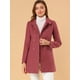 thumbnail image 2 of Abrigo Largo De Invierno Con Cuello Peter Pan Y Doble Botonadura Para Mujer Rosa oscuro M, 2 of 6