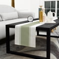 thumbnail image 4 of Sage Green Striped Table Runner 120 Inches Long, Modern Geometric Abstract Art Kitchen Dining Burlap Linen Tablerunner for Small/Round/Square/Wedding/Coffee/Dining Table Party Home Décor 13 x 120, 4 of 8