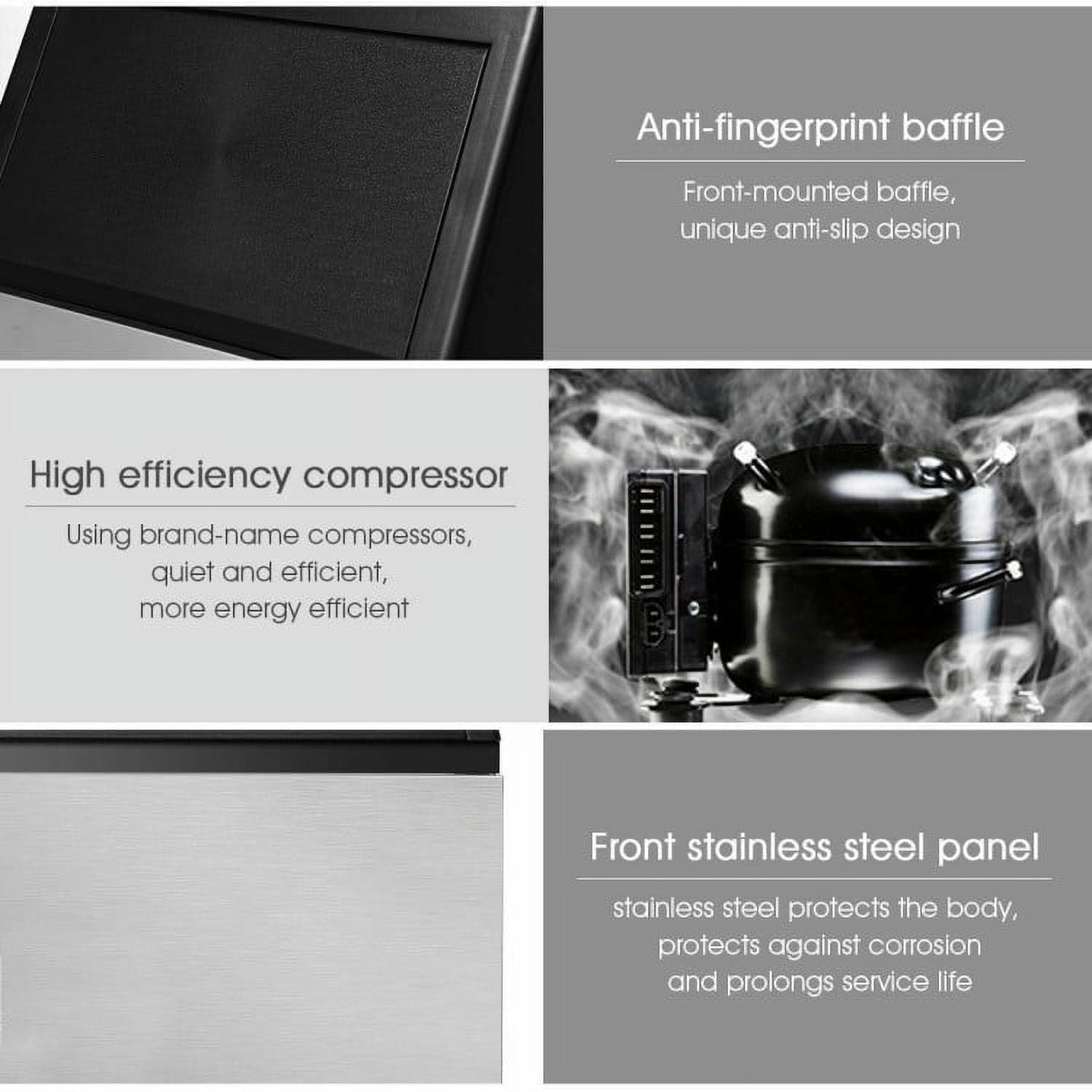 Canddidliike Portable Built-In Stainless Steel Commercial Ice Maker, Freestanding Ice Maker, Ideal Ice Maker for Home Office Bar Parties