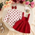thumbnail image 5 of Bobifish Baby Girls Outfit Sets Casual Wear Long Sleeve Polka Dot Prints Bodysuit+Suspender Skirts+Headband Girls Sets, 5 of 8