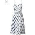 thumbnail image 5 of Gustave Women's Sleeveless Polka Dot Dresses Summer Bohemian Sundresses Spaghetti Strap Button Down V Neck Midi Dress "White, XL", 5 of 10