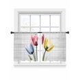 thumbnail image 2 of Colorful Tulips Sheer Curtains 54 Inches Long 2 Panels Blue Red Yellow Floral Light Filtering Semi Sheer Window Curtains Drapes for Bedroom Living Room 52"x54", 2 of 7
