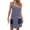 Navy blue, variant on Sleeveless Striped Print Women Spaghetti Strap V-neck Mini Dress with Built in Shorts