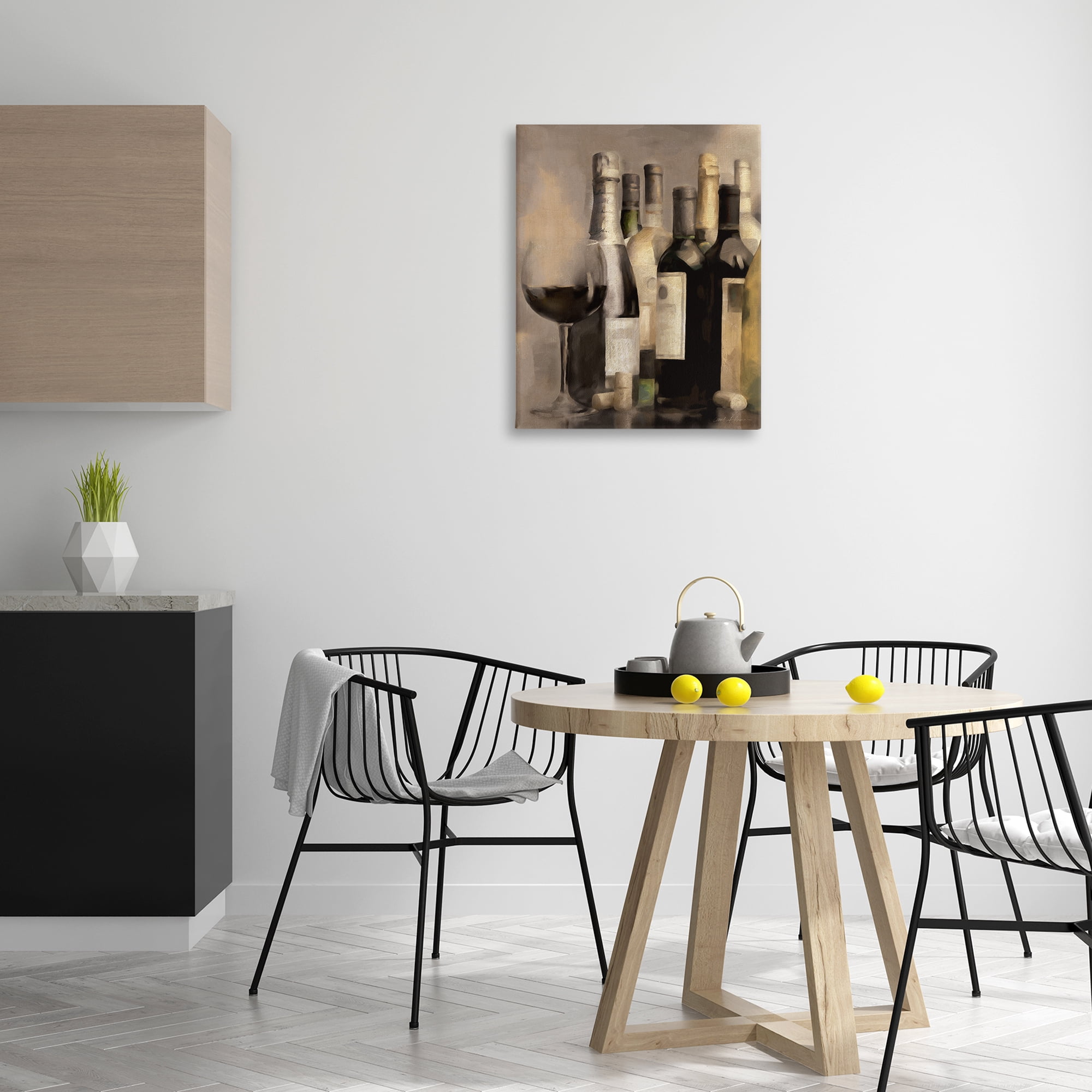 Stupell Industries Wine Glass with Bottles Food & Beverage Painting Wrapped Canvas Art Print Wall Art, 24 x 30