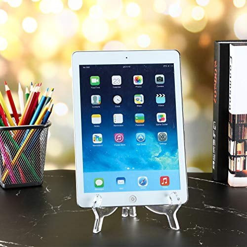 6 Pack Clear Acrylic Easel Stands, 7 Inch Display Stands for Plates, Photos, Picture Frames, Books, and Decorative Items