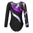 thumbnail image 2 of YONGHS Girls' Gymnastics Tumbling Bodysuit Team Unitard Long Sleeve One Piece Ballet Dance Leotard Black&Purple 6, 2 of 7