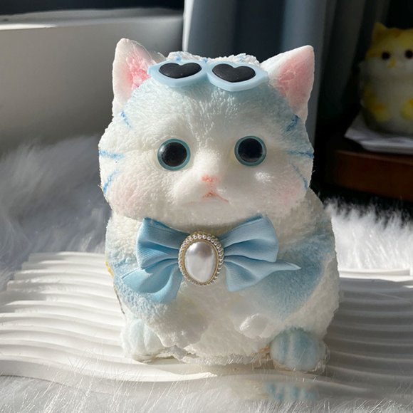 Chendee Handmade Cat Cute Chubby Cat Plush Ornaments Stress Relieving Desktop Decoration,E