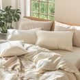 thumbnail image 3 of MooMee Pillowcases 100% Washed Cotton Linen Like Texutured 2-Piece (Almond Milk Grey, King), 3 of 4