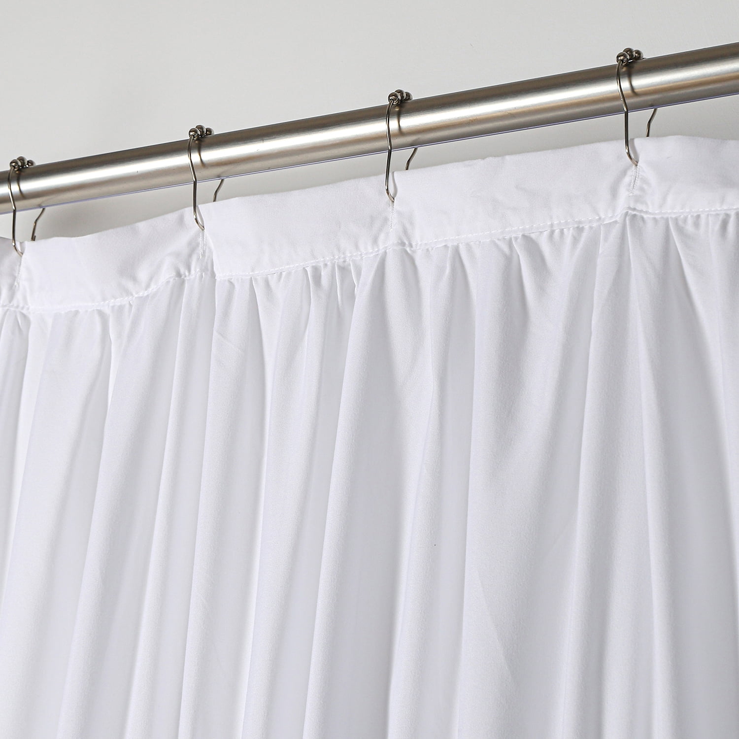 HIG Boho Ruffled Shower Curtain - Oversized Floral Print, Heavy Fabric with Elegant Draping for Bathroom, 72"x72", White