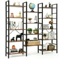 thumbnail image 1 of Gymax Triple Wide 5-tier Bookcase Large Bookshelf Display Storage Shelf Vintage Brown, 1 of 10