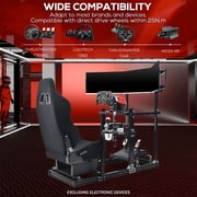 Supllueer 3060 Aluminum Racing Simulator Cockpit with Seat & Triple TV Stand Fits Logitech Thrustmaster for Fanatec and Moza