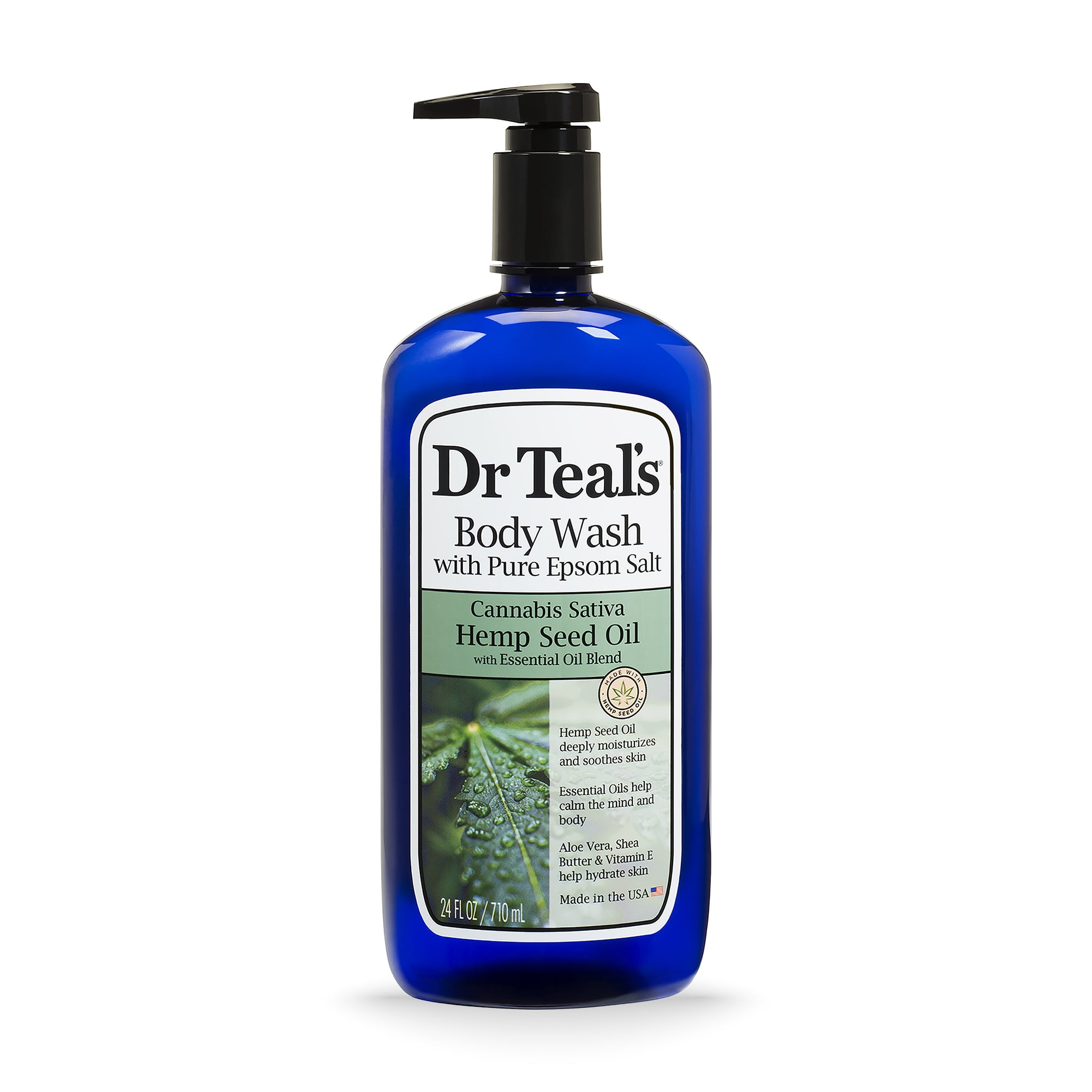 Dr Teal's Body Wash with Pure Epsom Salt, Cannabis Sativa Hemp Seed Oil, 24 fl oz