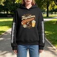 thumbnail image 2 of BODOAO Women's Touchdown Season Football Graphic Hoodie Long Sleeve Pullover, Casual Game Day Sports Fan Sweatshirt with Helmet Coffee Floral Print for Fall Tailgate Wear Black S, 2 of 9