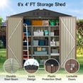 thumbnail image 2 of Lofka 6 x 4 FT Outdoor Storage Shed, Tools Storage Garden Shed with Lockable  Door for Outsides, Brown, 2 of 8