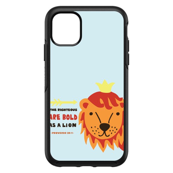 DistinctInk Custom SKIN / DECAL compatible with OtterBox Symmetry for iPhone 11 Pro (5.8" Screen) - Proverbs 28:1 - The Righteous Are Bold As a Lion