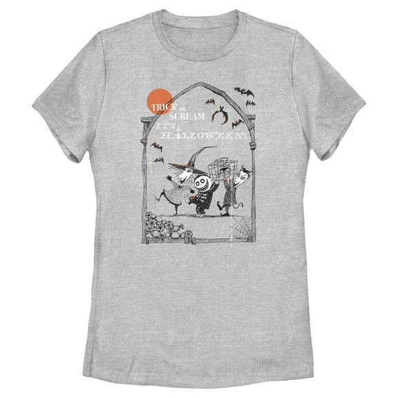 Women's The Nightmare Before Christmas Oogie's Boys Trick or Scream  Graphic Tee Athletic Heather Large