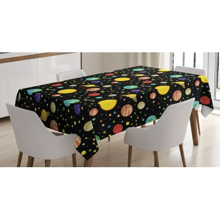 

Space Tablecloth Comets and Constellations Stars with Polka Dots Earth Sun Saturn Mars Solar System Rectangular Table Cover for Dining Room Kitchen 52 X 70 Inches Multicolor by Ambesonne