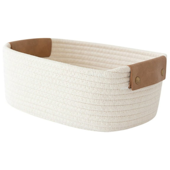 Gnmfd Multifunctional Woven Storage Basket with Cotton Rope, Small Item Organizer for Sundries Desktop, Home Office Bathroom Kitchen Storage, Elegant Decorative Container for Household Essentials
