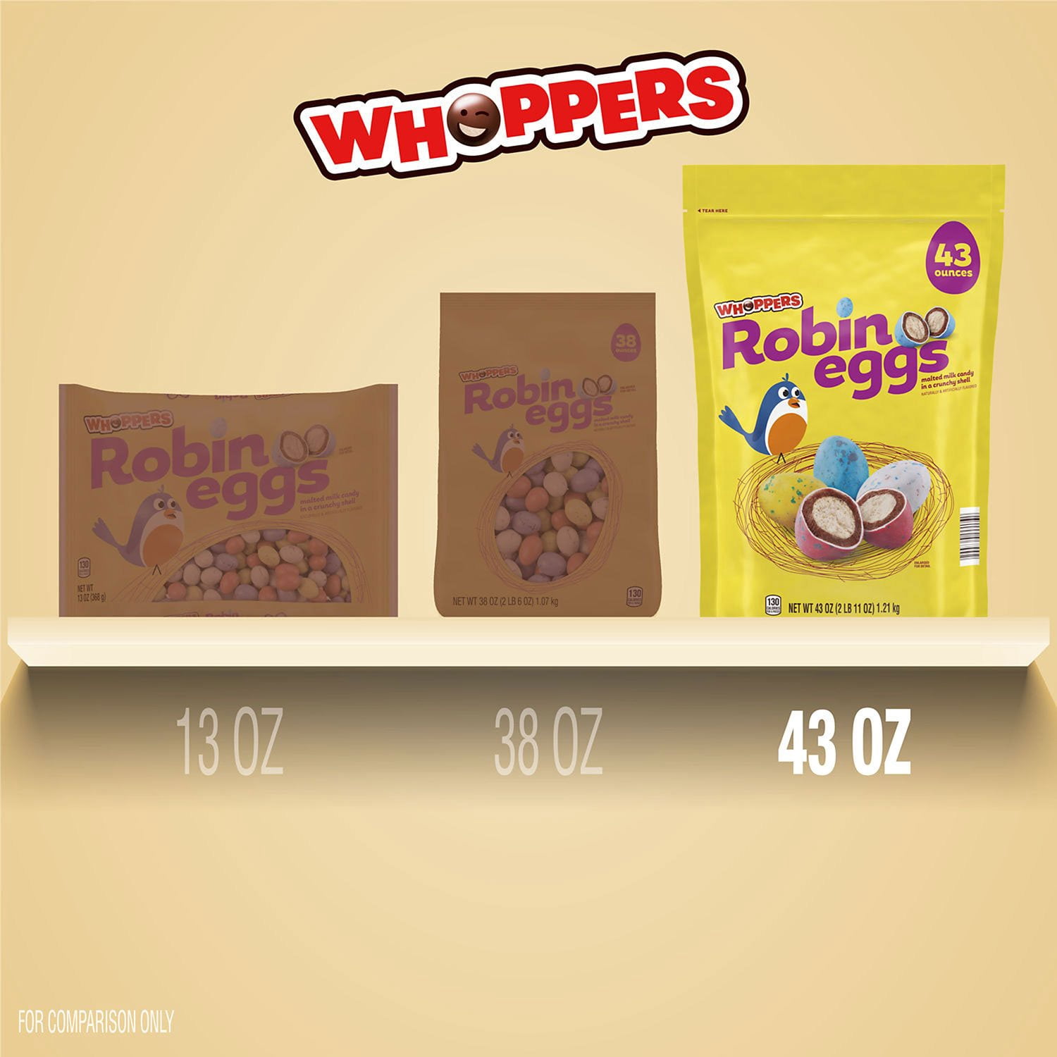 Whoppers Robin Eggs Malted Milk Treats Easter Candy Bulk Bag (43 Ounce)