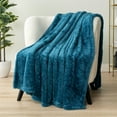 thumbnail image 5 of PAVILIA Sherpa Bed Blanket Queen Size, Turquoise Teal Blue Plush Soft Cozy Blanket for Bed, Fluffy Lightweight Microfiber, Fuzzy All Season Blanket, 90x90 Queen, 5 of 9