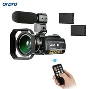 ORDRO AC3 4K WiFi Caméscope numérique Caméscope Enregistreur DV 24MP Zoom 30X Vision nocturne IR 3,1 pouces Écran tactile LCD avec 2pcs Piles rechargeables + Objectif grand angle 0.39X supplémentaire