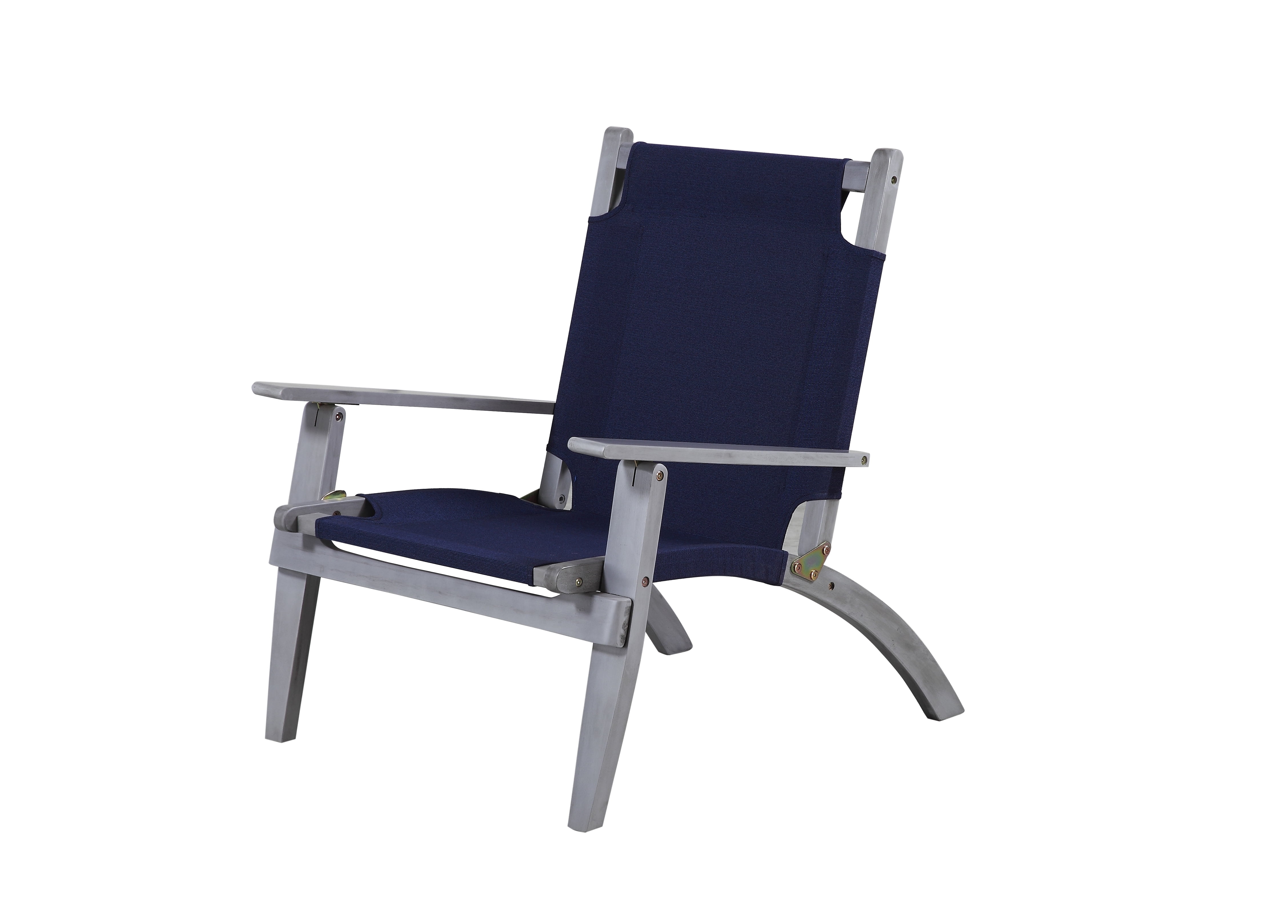 Linon Rosemary 4-Piece Acacia Outdoor Chat Set with Coffee Table, Loveseat & Chairs, Gray/Navy